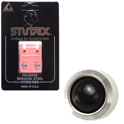 STUDEX Pearl studs - bezel set s/s - mini black onyx